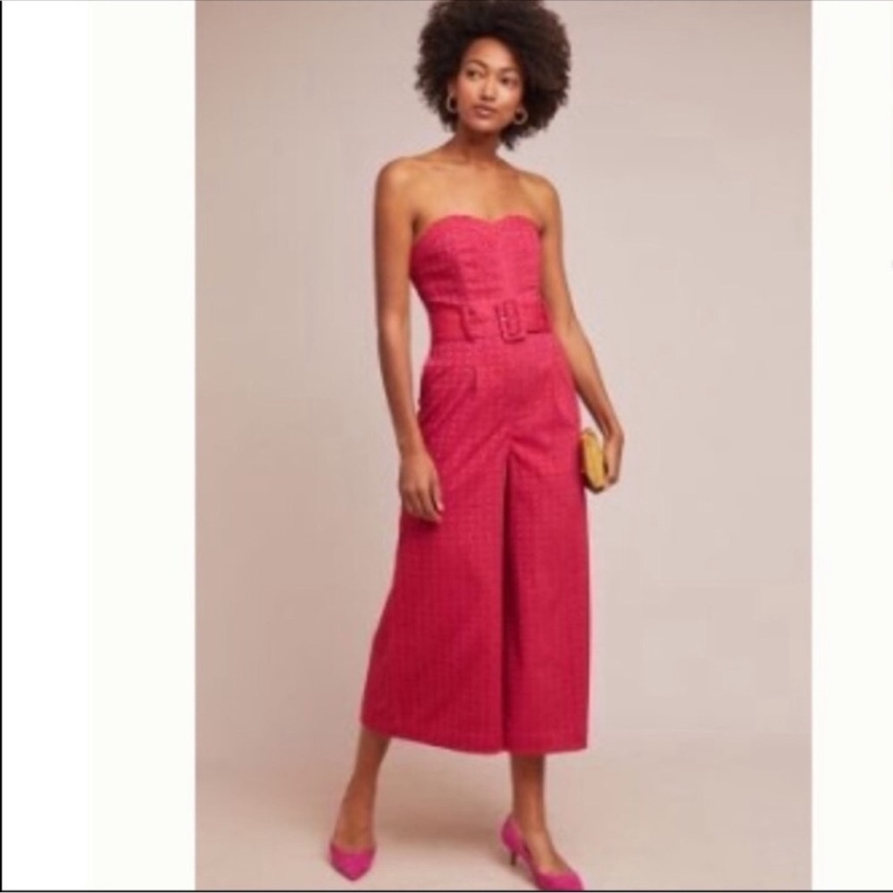 Anthropologie Ett Twa Haley strapless jumpsuit size 2 Fuchsia VGUC